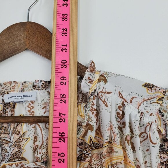 Carolina Belle Womens Sleeveless Paisley Print Ruffle Blouse 2X Keyhole Neck - Picture 12 of 12